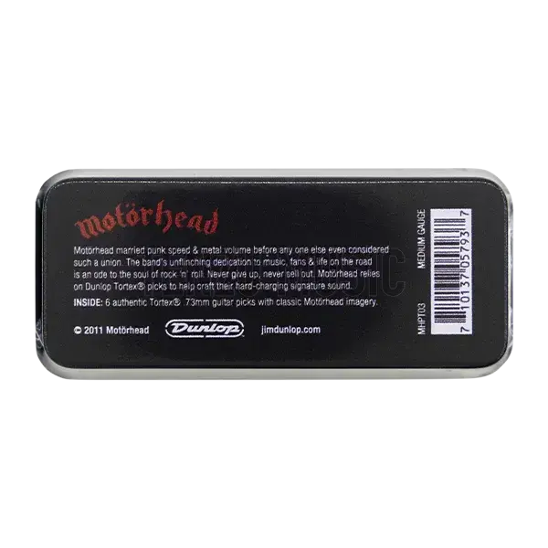 [object Object] Dunlop Motorhead Pick Tin 0.73mm (6 Pack) Tortex guitar picks